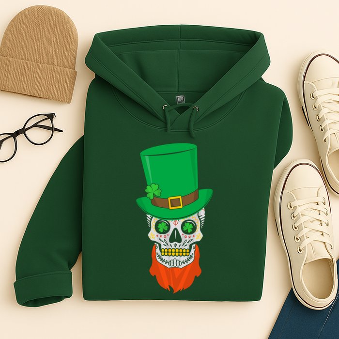 Irish Sugar Skull St. Patrick's Day Hoodie