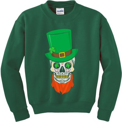 Irish Sugar Skull St. Patrick's Day Kids Sweatshirt