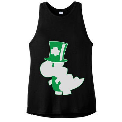 Irish T-Rex Dinosaur Clover Cute St. Patrick's Day Ladies PosiCharge Tri-Blend Wicking Tank