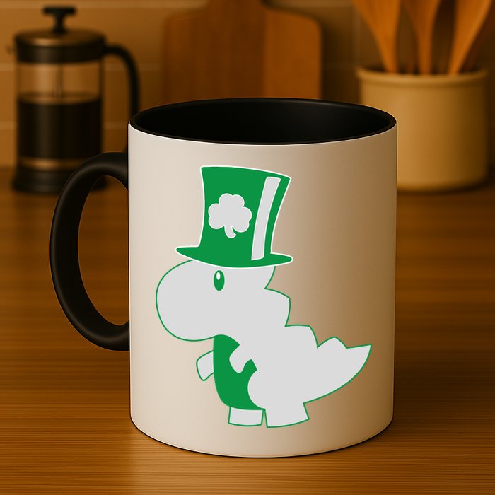 Irish T-Rex Dinosaur Clover Cute St. Patrick's Day Mug