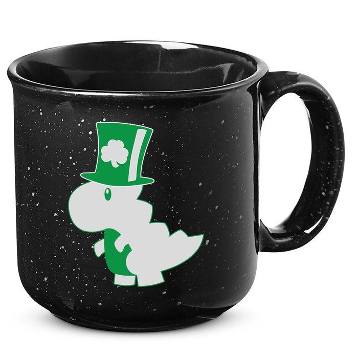 Irish T-Rex Dinosaur Clover Cute St. Patrick's Day 15oz Campfire Ceramic Mug