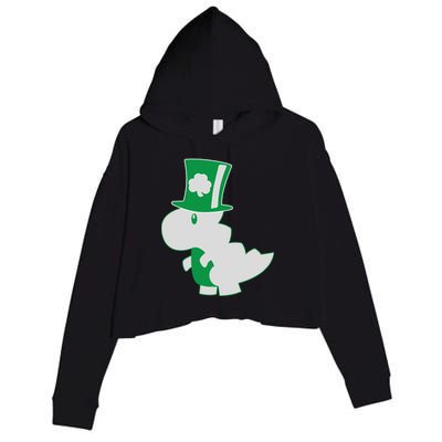 Irish T-Rex Dinosaur Clover Cute St. Patrick's Day Crop Fleece Hoodie