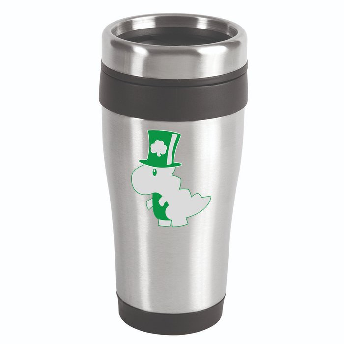Irish T-Rex Dinosaur Clover Cute St. Patrick's Day 16oz Travel Tumbler