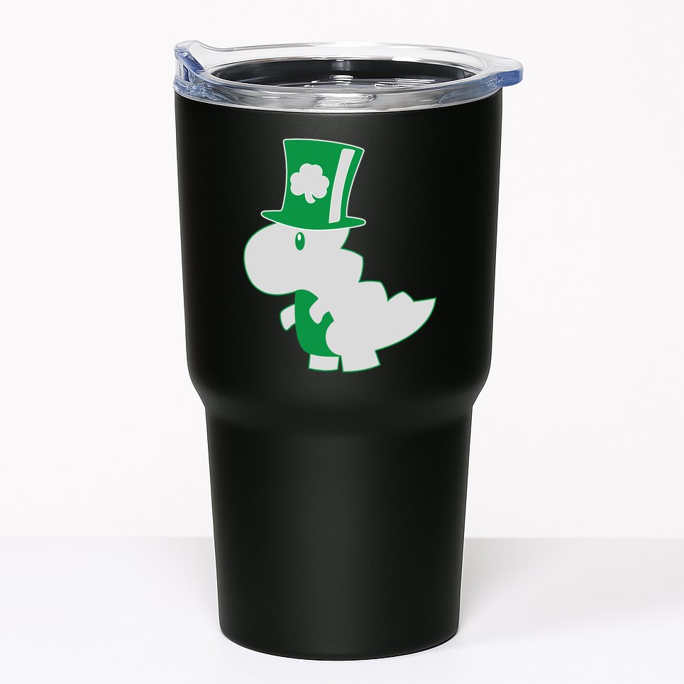 Irish T-Rex Dinosaur Clover Cute St. Patrick's Day Tumbler