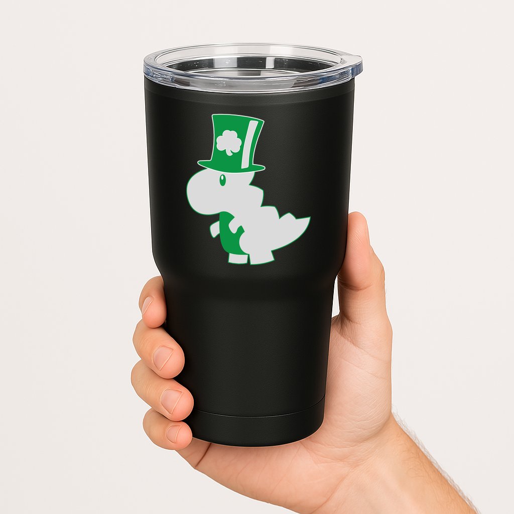 Irish T-Rex Dinosaur Clover Cute St. Patrick's Day Tumbler
