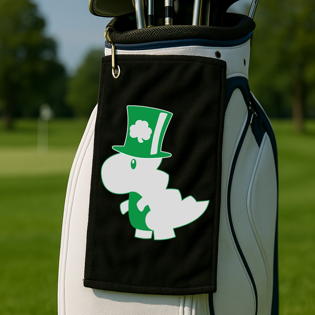Irish T-Rex Dinosaur Clover Cute St. Patrick's Day Golf Towel