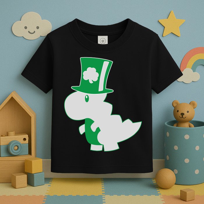 Irish T-Rex Dinosaur Clover Cute St. Patrick's Day Toddler T-Shirt