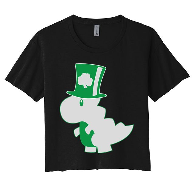 Irish T-Rex Dinosaur Clover Cute St. Patrick's Day Crop Top