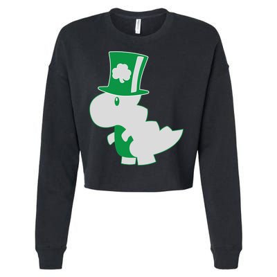 Irish T-Rex Dinosaur Clover Cute St. Patrick's Day Cropped Pullover Crew