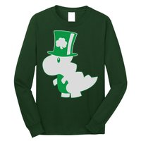 Irish T-Rex Dinosaur Clover Cute St. Patrick's Day Long Sleeve Shirt