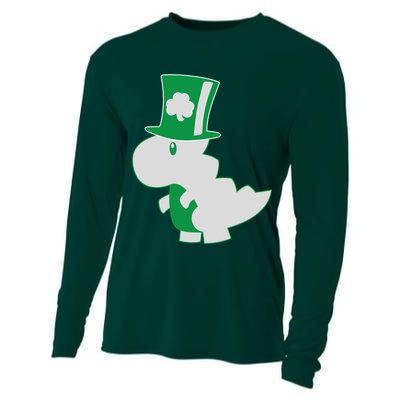 Irish T-Rex Dinosaur Clover Cute St. Patrick's Day Cooling Performance Long Sleeve Crew