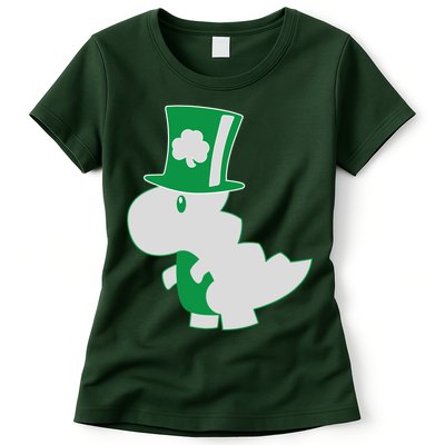 Irish T-Rex Dinosaur Clover Cute St. Patrick's Day Womens T-Shirt