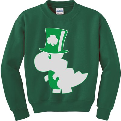 Irish T-Rex Dinosaur Clover Cute St. Patrick's Day Kids Sweatshirt