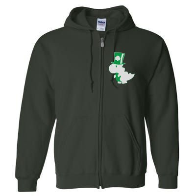 Irish T-Rex Dinosaur Clover Cute St. Patrick's Day Full Zip Hoodie