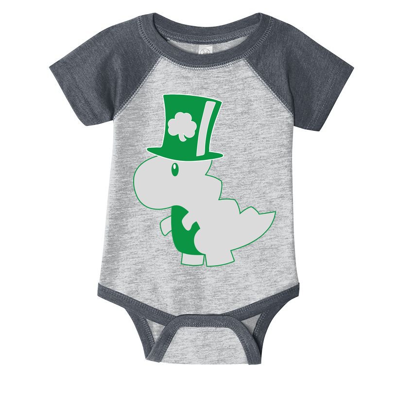 Irish T-Rex Dinosaur Clover Cute St. Patrick's Day Infant Baby Jersey Bodysuit