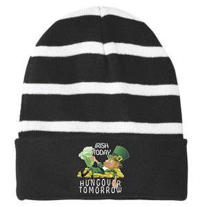 Irish Today Hungover Tomorrow Striped Beanie with Solid Band