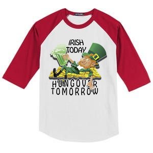 Irish Today Hungover Tomorrow Kids Colorblock Raglan Jersey