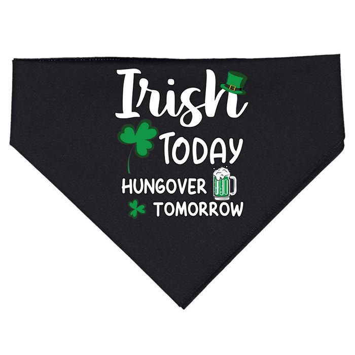 Irish Today Hungover Tomorrow Funny St Patricks Day USA-Made Doggie Bandana