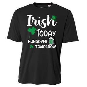 Irish Today Hungover Tomorrow Funny St Patricks Day Cooling Performance Crew T-Shirt