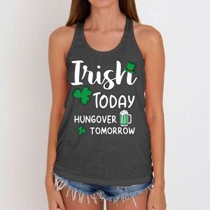 Irish Today Hungover Tomorrow Funny St Patricks Day Women's Knotted Racerback Tank