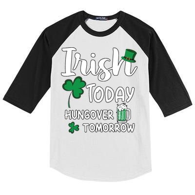 Irish Today Hungover Tomorrow Funny St Patricks Day Kids Colorblock Raglan Jersey