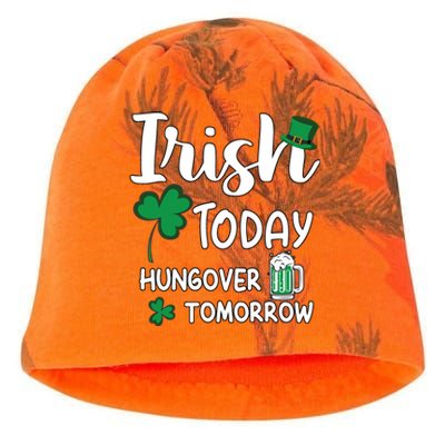 Irish Today Hungover Tomorrow Funny St Patricks Day Kati - Camo Knit Beanie