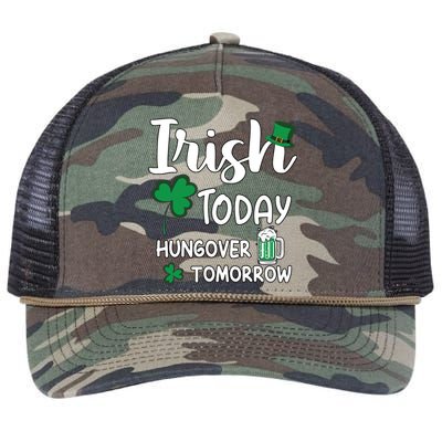 Irish Today Hungover Tomorrow Funny St Patricks Day Retro Rope Trucker Hat Cap