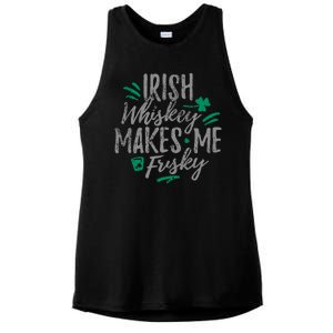 Irish Whiskey Makes Me Frisky Funny Ladies PosiCharge Tri-Blend Wicking Tank