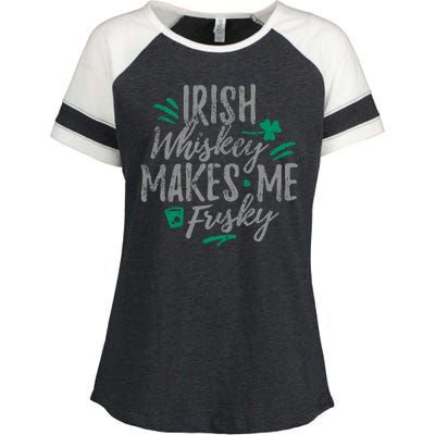 Irish Whiskey Makes Me Frisky Funny Enza Ladies Jersey Colorblock Tee