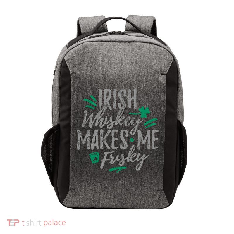 Irish Whiskey Makes Me Frisky Funny Vector Backpack