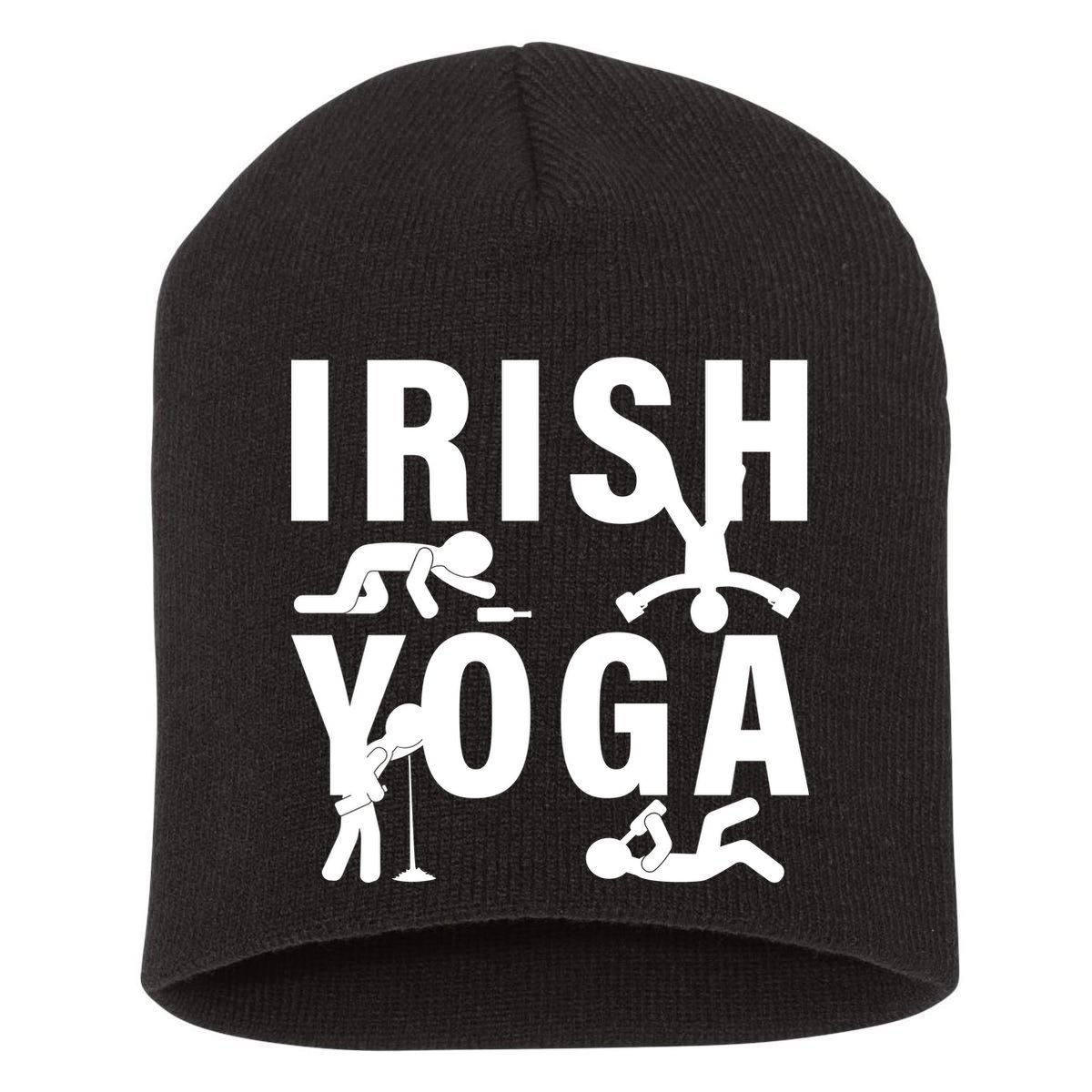 Irish Yoga Funny St. Patrick's Day Short Acrylic Beanie