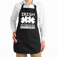 Irish You'd Show Me Your Shamrocks Full-Length Apron With Pockets