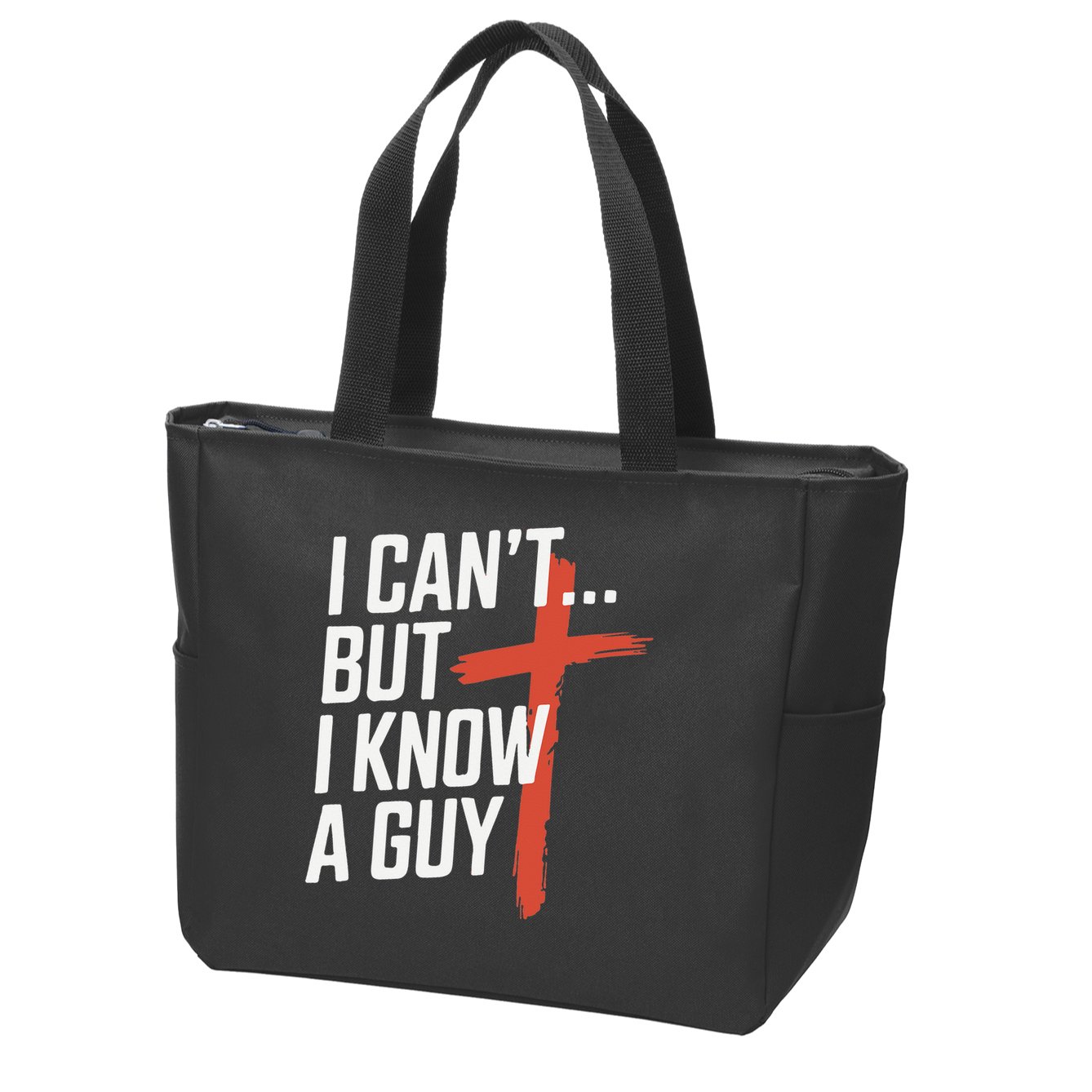 Inspirational Religious Jesus Cross Faith Christian Zip Tote Bag