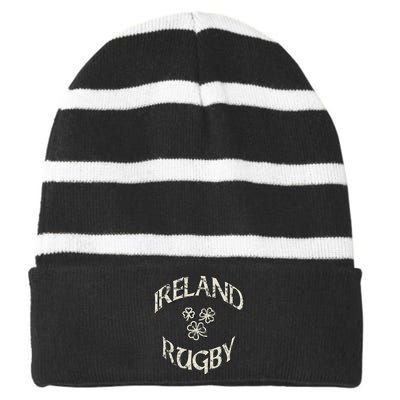 Ireland Rugby Jersey Vintage Irish Rugby Shamrock Striped Beanie with Solid Band