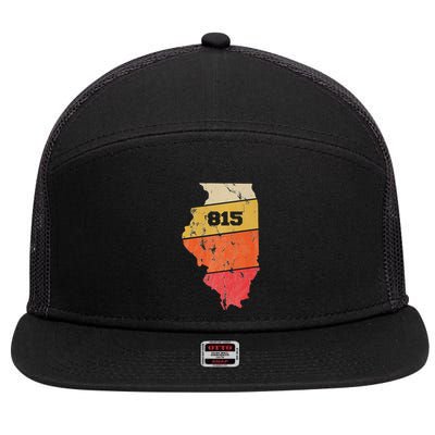 Illinois Retro Local Map Heart Area Code 815 7 Panel Mesh Trucker Snapback Hat