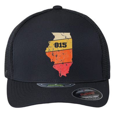 Illinois Retro Local Map Heart Area Code 815 Flexfit Unipanel Trucker Cap