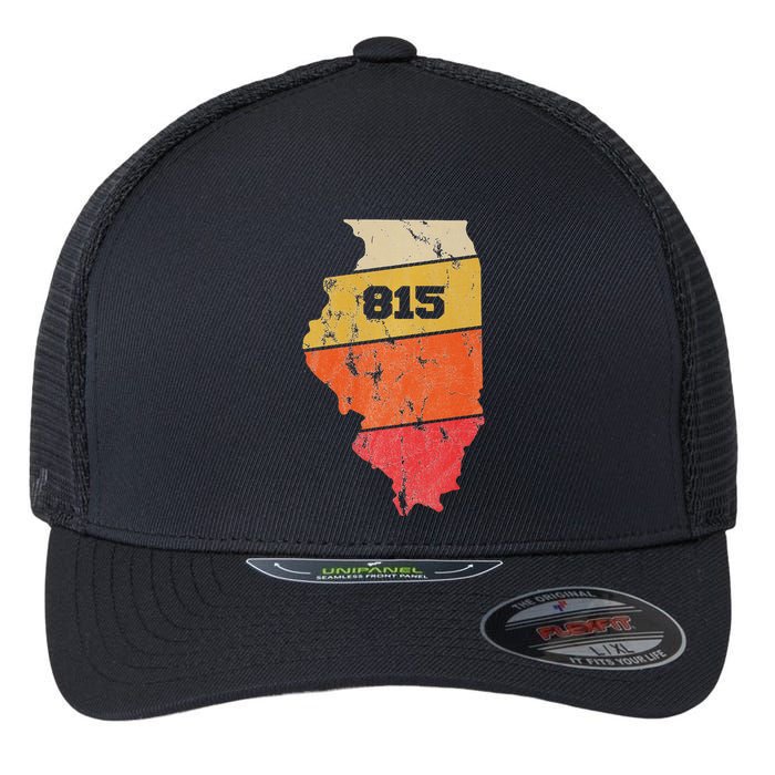 Illinois Retro Local Map Heart Area Code 815 Flexfit Unipanel Trucker Cap