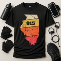 Illinois Retro Local Map Heart Area Code 815 Performance Shirt