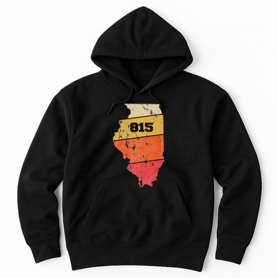 Illinois Retro Local Map Heart Area Code 815 Hoodie