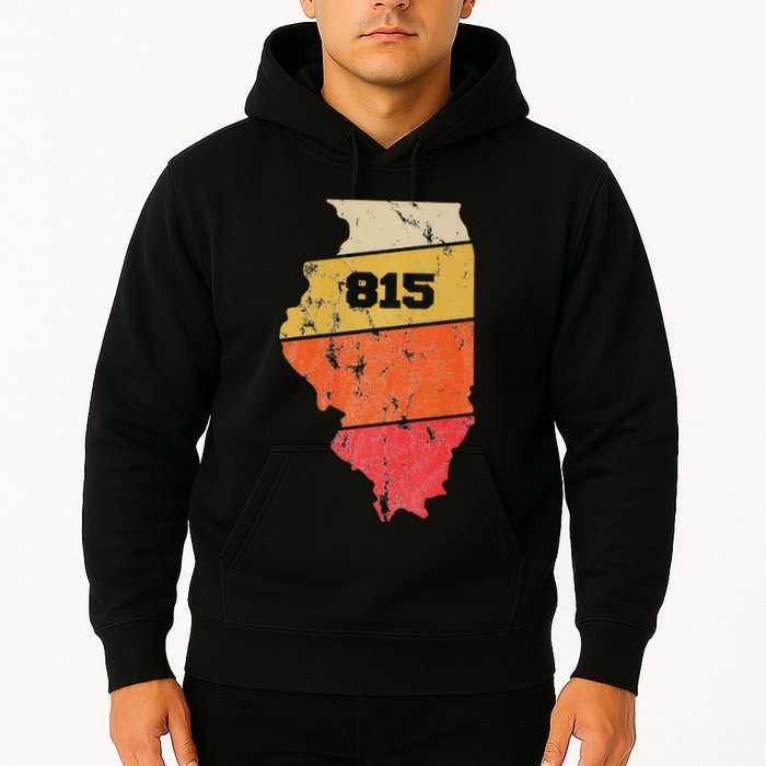 Illinois Retro Local Map Heart Area Code 815 Hoodie