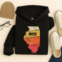 Illinois Retro Local Map Heart Area Code 815 Hoodie