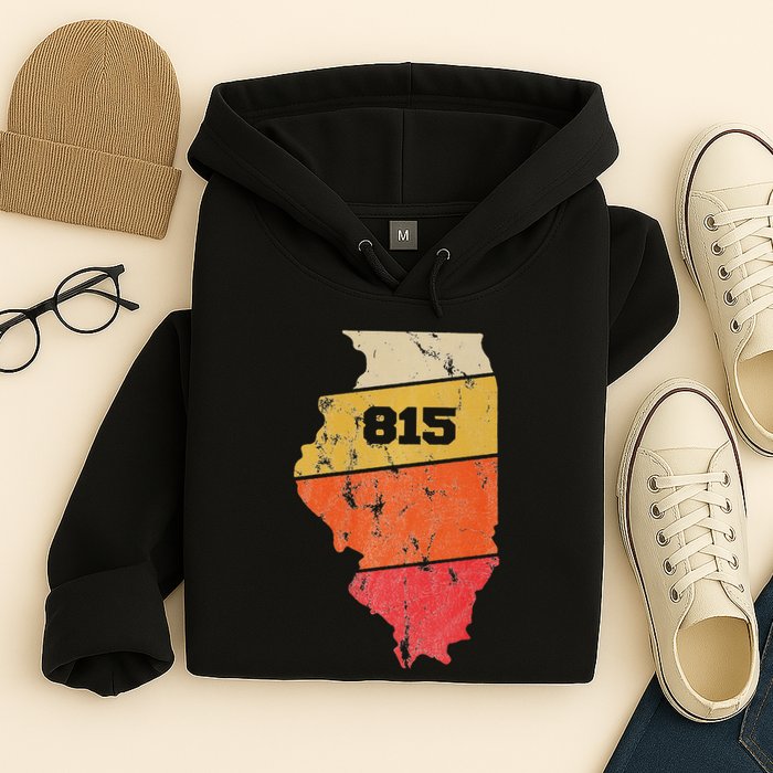 Illinois Retro Local Map Heart Area Code 815 Hoodie