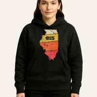 Illinois Retro Local Map Heart Area Code 815 Hoodie