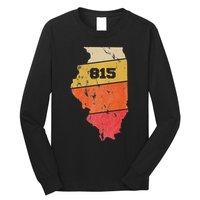 Illinois Retro Local Map Heart Area Code 815 Long Sleeve Shirt