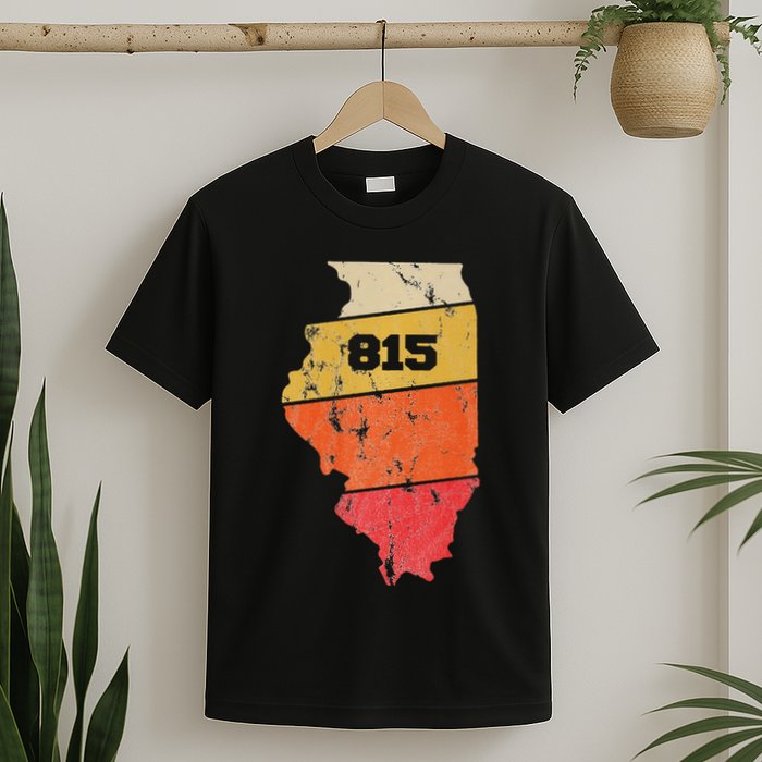 Illinois Retro Local Map Heart Area Code 815 T-Shirt