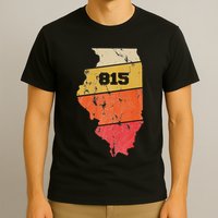 Illinois Retro Local Map Heart Area Code 815 T-Shirt
