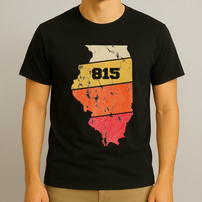 Illinois Retro Local Map Heart Area Code 815 T-Shirt