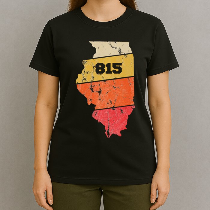 Illinois Retro Local Map Heart Area Code 815 T-Shirt