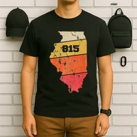 Illinois Retro Local Map Heart Area Code 815 T-Shirt
