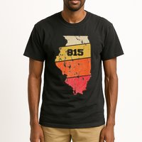 Illinois Retro Local Map Heart Area Code 815 Tall T-Shirt